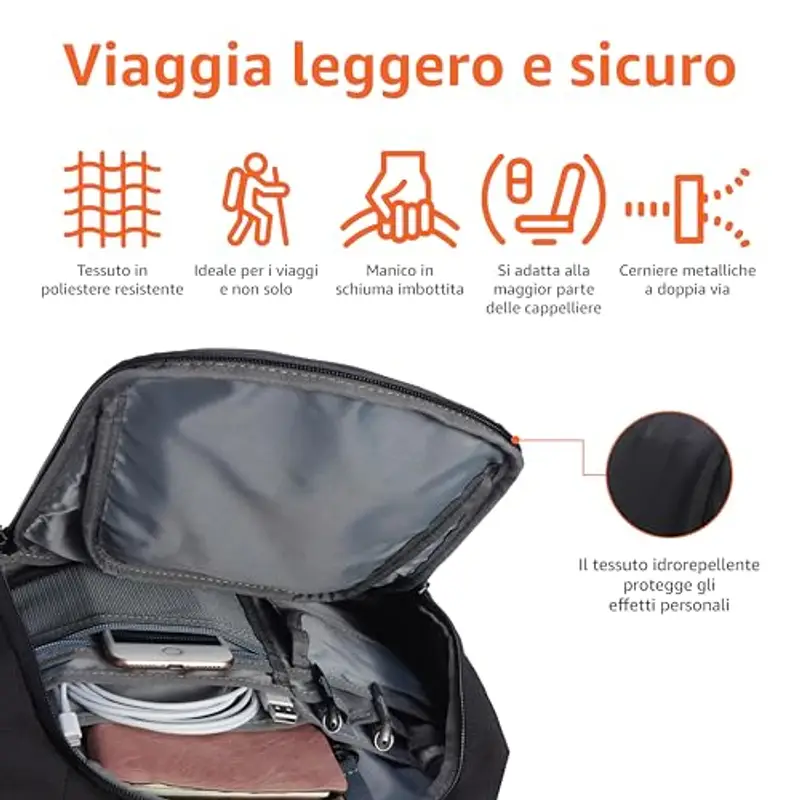 Amazon Basics Zaino per laptop, da viaggio, adatto per laptop da 15.6", Nero miniatura 3