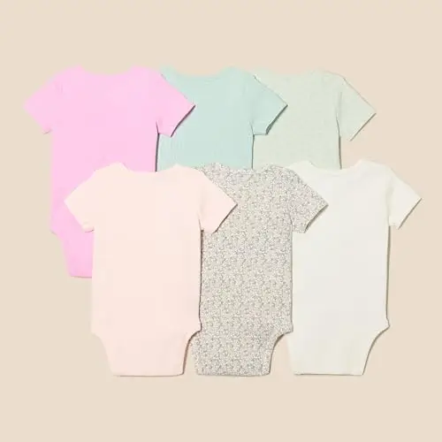 Amazon Essentials Body a Maniche Corte Unisex Bimbi, Pacco da 6, Floreale/Rosa, 6 miniatura 3