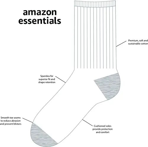 Amazon Essentials Calzettoni Sportivi In Cotone Con Imbottitura Bambini e ragazzi, 10 Paia, Bianco Righe, 6 miniatura 3