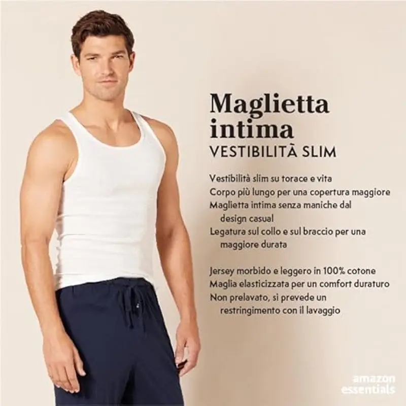 Amazon Essentials Canottiere intime Uomo Grigio 2290827 miniatura 2