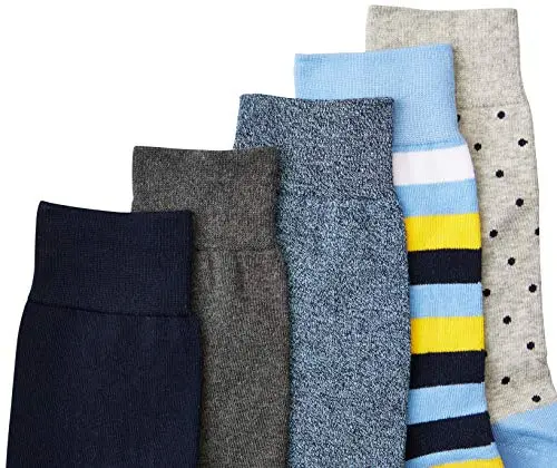 Amazon Essentials Comodi Calzini Eleganti con Motivi Uomo, 5 Paia, Blu/Rosso/Grigio, 41 miniatura 2