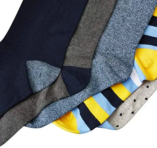 Amazon Essentials Comodi Calzini Eleganti con Motivi Uomo, 5 Paia, Blu/Rosso/Grigio, 41 miniatura 3