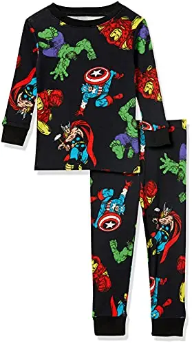 Amazon Essentials Marvel Pigiama Aderente, 2 Pezzi Bambini e Ragazzi, Marvel Avengers - Baby And Kids, 6