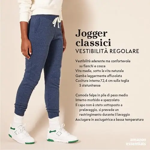 Amazon Essentials Pantaloni da Jogging in Pile con Risvolto (Disponibili in Taglie Forti) Donna, Blu Marino Puntinato, L miniatura 2
