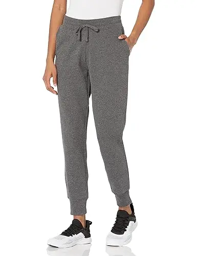 Amazon Essentials Pantaloni da Jogging in Pile con Risvolto (Disponibili in Taglie Forti) Donna, Carbone Puntinato, M