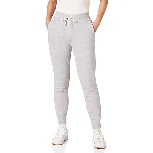 Amazon Essentials Pantaloni da Jogging in Pile con Risvolto (Disponibili in Taglie Forti) Donna, Grigio Chiaro
