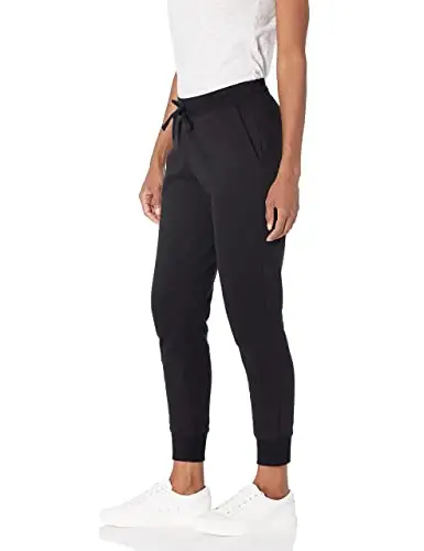 Amazon Essentials Pantaloni da Jogging in Pile con Risvolto (Disponibili in Taglie Forti) Donna, Nero, L miniatura 3