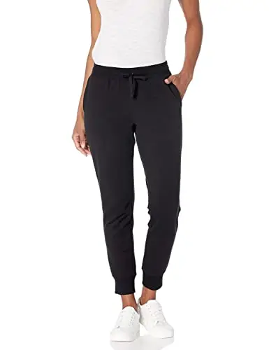 Amazon Essentials Pantaloni da Jogging in Pile con Risvolto (Disponibili in Taglie Forti) Donna, Nero, XS