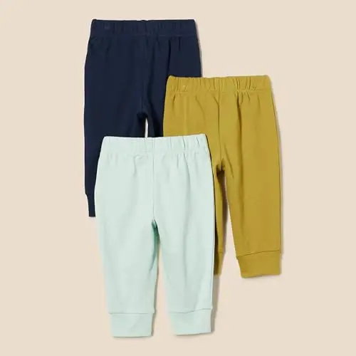 Amazon Essentials Pantaloni Senza Chiusura in Cotone Unisex Bimbi, Pacco da 3, Blu Marino/Verde Menta Pallido/Verde miniatura 3