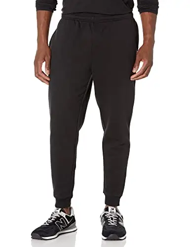 Amazon Essentials Pantaloni Sportivi da Jogging Taglio Rilassato, in Pile, Vestibilità Comoda Uomo, Nero, XS