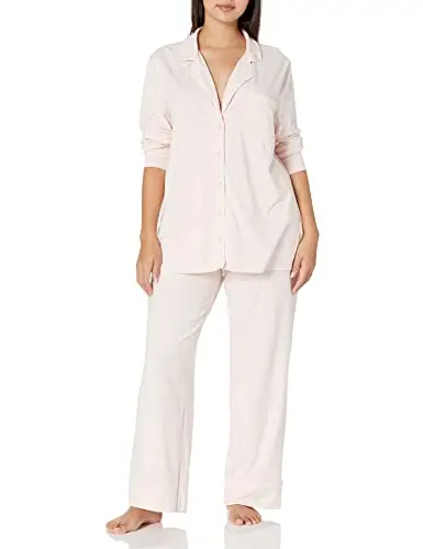Amazon Essentials Pigiama da donna in modal di cotone con camicia a maniche lunghe e pantaloni lunghi, rosa pallido, XXL