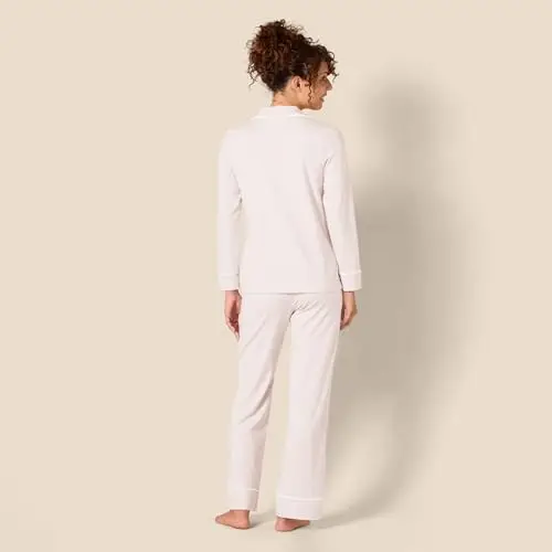 Amazon Essentials Pigiama da donna in modal di cotone con camicia a maniche lunghe e pantaloni lunghi, rosa pallido, XXL miniatura 3