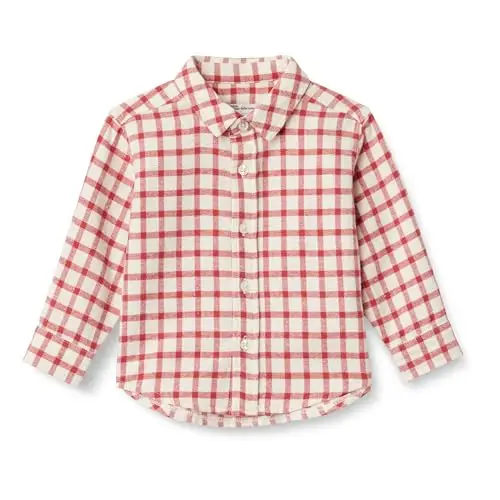 Amazon Essentials x Sofia Grainge Camicia Button Down in Flanella Fantasia a quadri Unisex Bambini e Ragazzi, Avorio