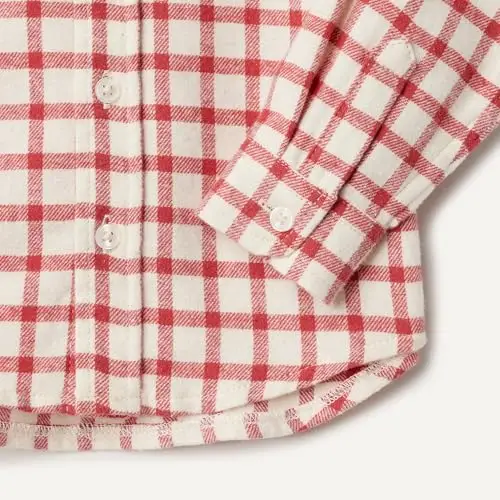 Amazon Essentials x Sofia Grainge Camicia Button Down in Flanella Fantasia a quadri Unisex Bambini e Ragazzi, Avorio miniatura 3