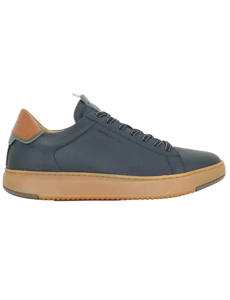 Ambitious Sneakers uomo in pelle blu con suola ambra
