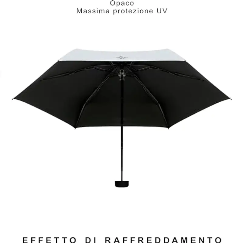 Ambra UV: Ombrello con protezione UV Mini ombrello tascabile antivento per pioggia e sole 220 g 18 x 5 cm, grigio chiaro miniatura 2