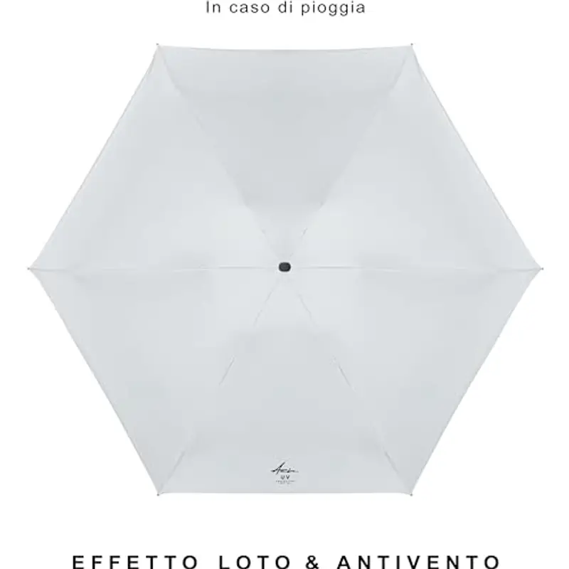 Ambra UV: Ombrello con protezione UV Mini ombrello tascabile antivento per pioggia e sole 220 g 18 x 5 cm, grigio chiaro miniatura 3