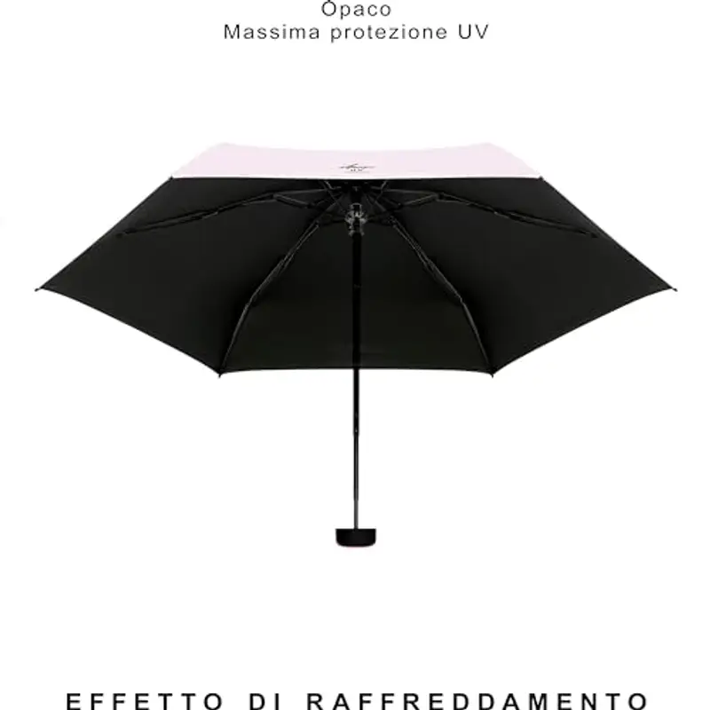 Ambra UV - Ombrello tascabile ultraleggero di alta qualità, per pioggia e sole, 215 g, 18 x 5 cm, Rosa delicato., Small miniatura 2