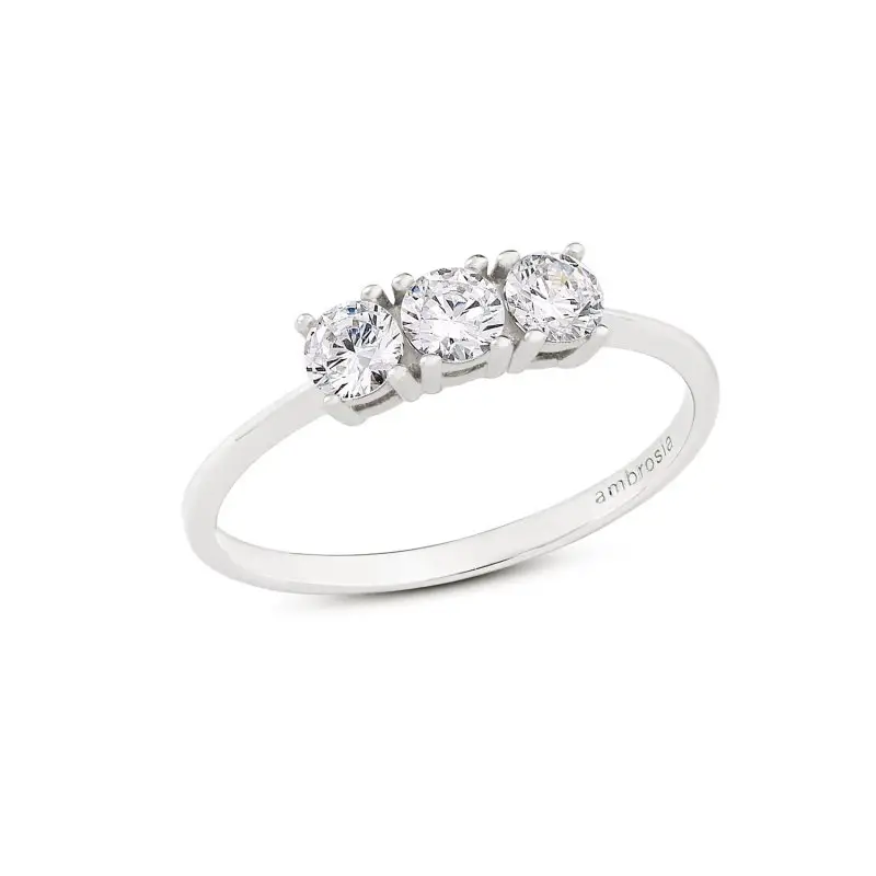 Anello Trilogy In Oro E Zirconi Bianchi - Ambrosia Gioielli
