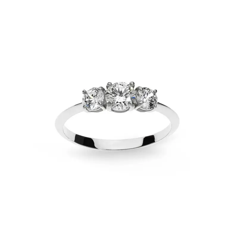 Anello Trilogy Scalare In Oro E Zirconi Bianchi - Ambrosia Gioielli