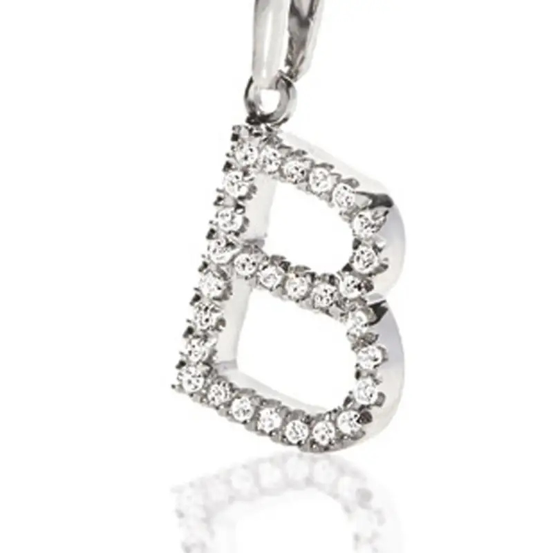 Ciondolo Lettera B In Oro Con Zirconi Bianchi - Ambrosia Gioielli