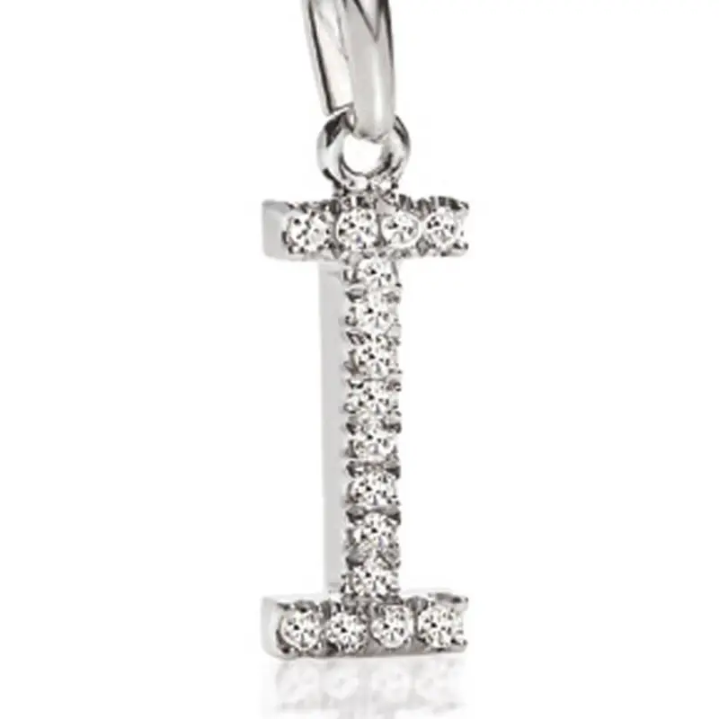 Ciondolo Lettera I In Oro Con Zirconi Bianchi - Ambrosia Gioielli