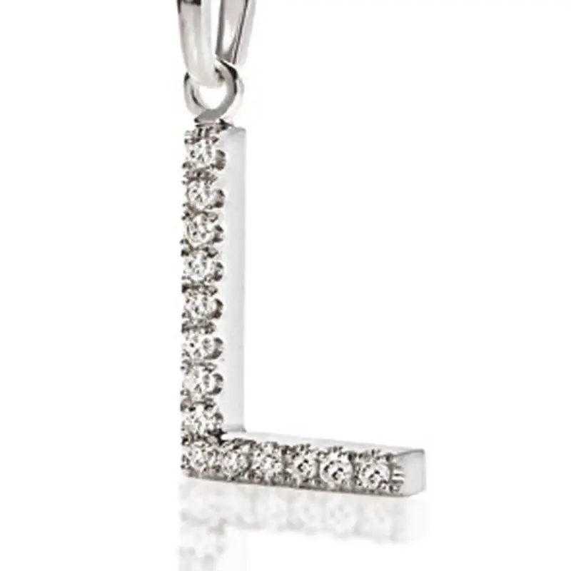 Ciondolo Lettera L In Oro Con Zirconi Bianchi - Ambrosia Gioielli