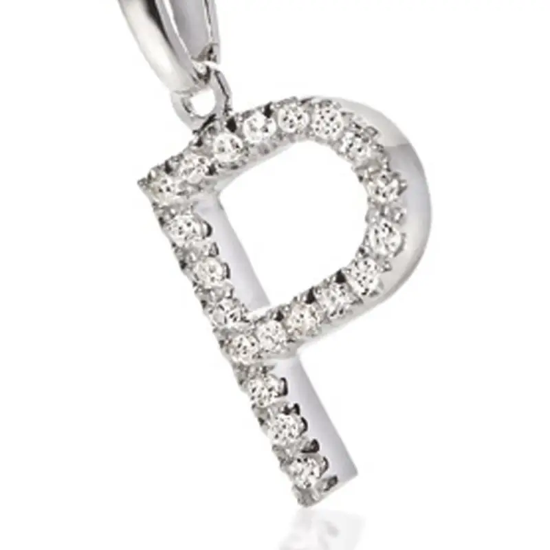 Ciondolo Lettera P In Oro Con Zirconi Bianchi - Ambrosia Gioielli