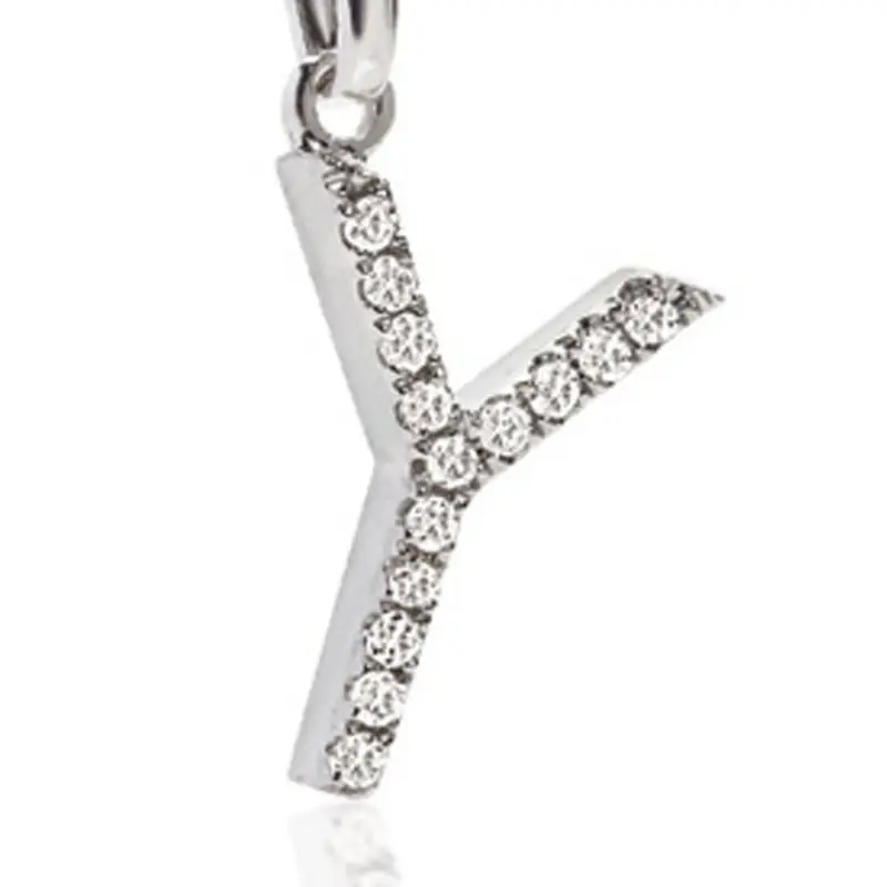 Ciondolo Lettera Y In Oro Con Zirconi Bianchi - Ambrosia Gioielli