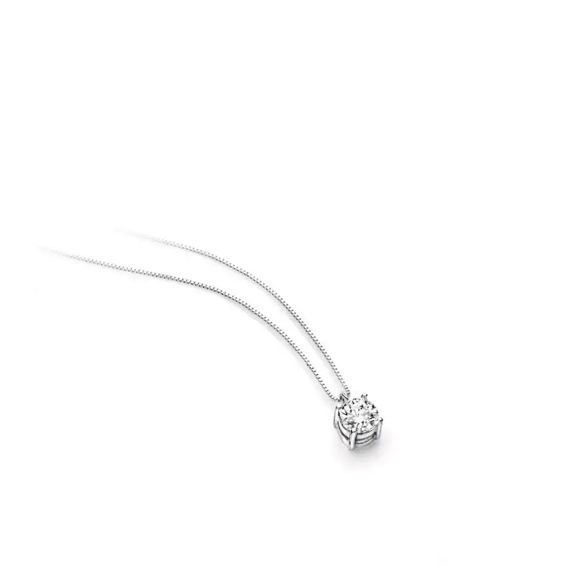 Girocollo In Oro Bianco Con Zircone - Ambrosia Gioielli