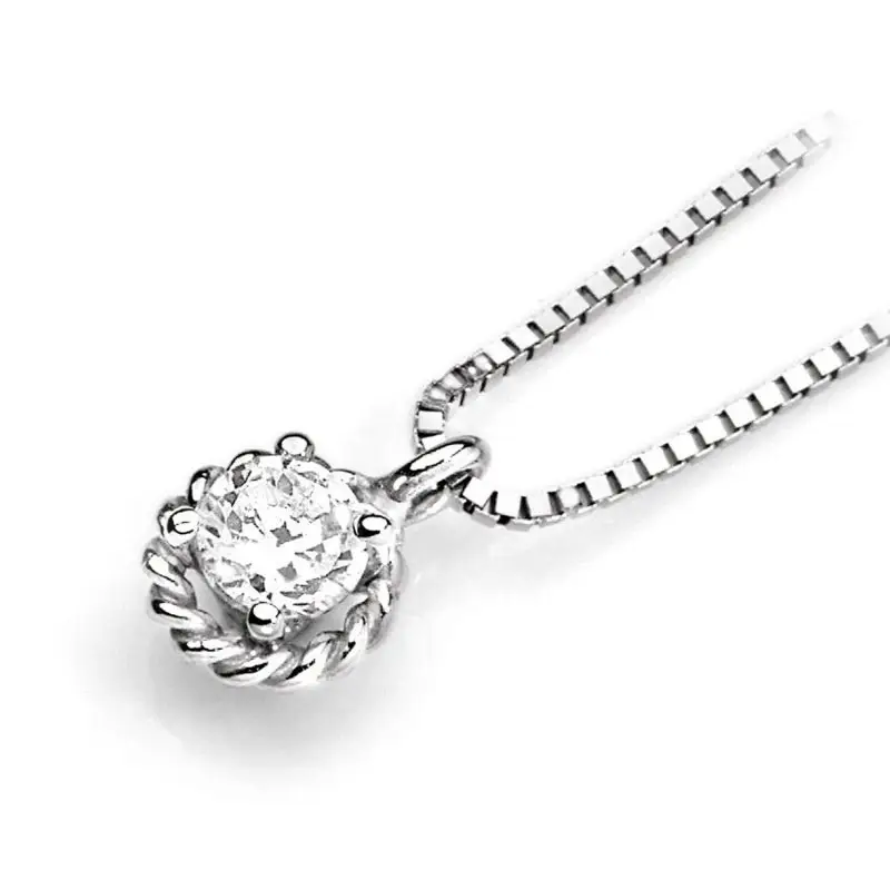 Girocollo In Oro Bianco E Zircone Punto Luce - Ambrosia Gioielli