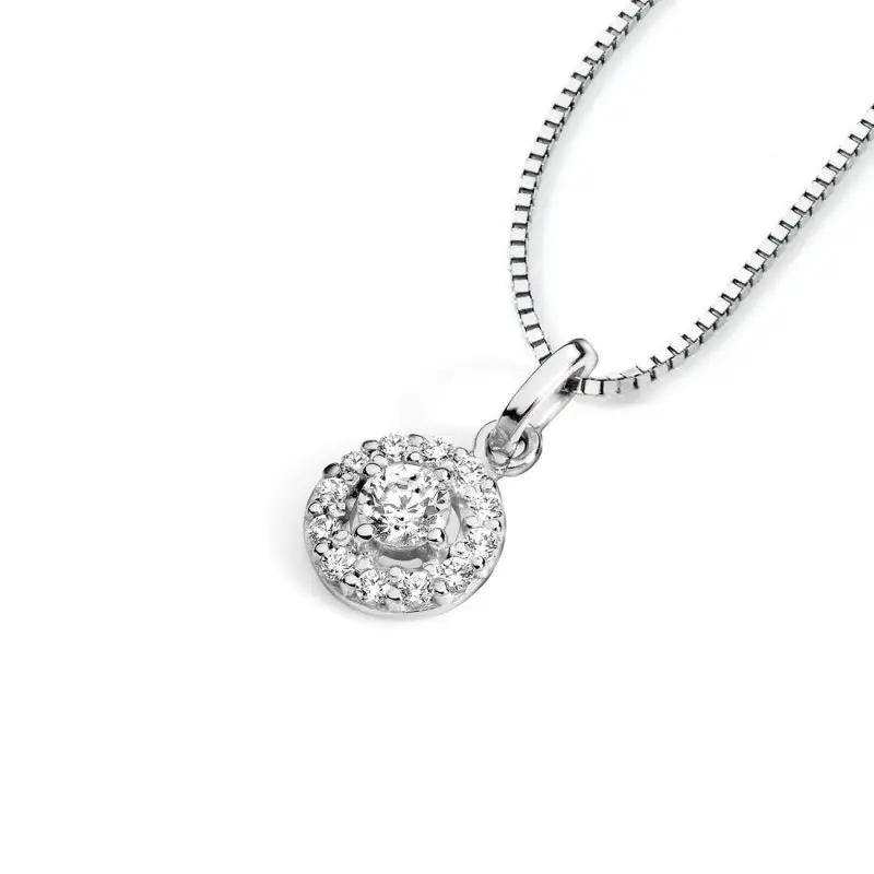 Girocollo Punto Luce In Oro E Zirconi Bianchi - Ambrosia Gioielli