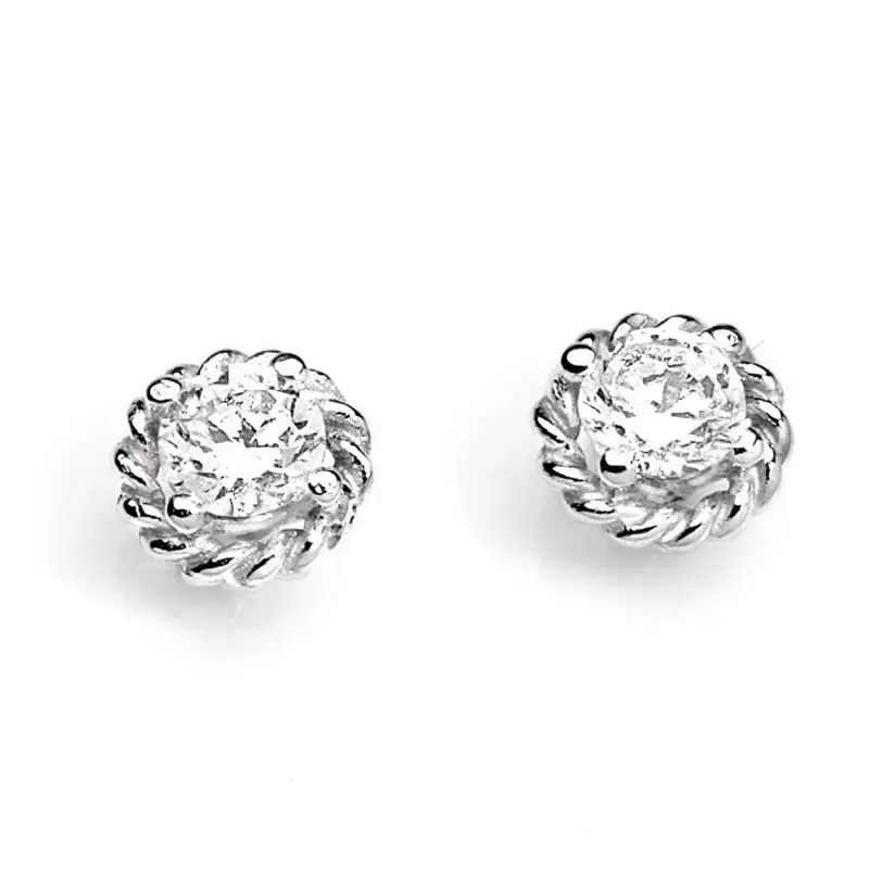 Orecchini In Oro E Zirconi Bianchi Punto Luce Fantasia - Ambrosia Gioielli