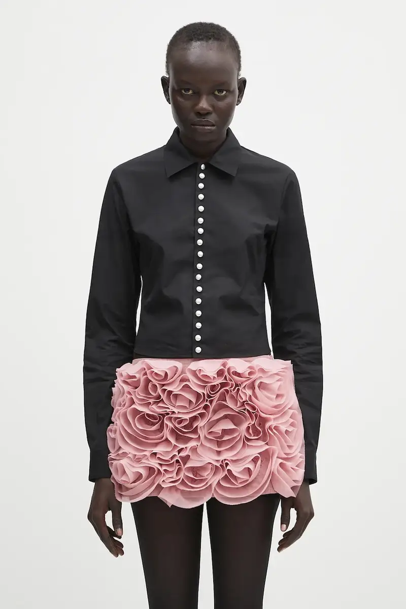 camicia in cotone Fitted Pearl Button Shirt colore nero 12115377