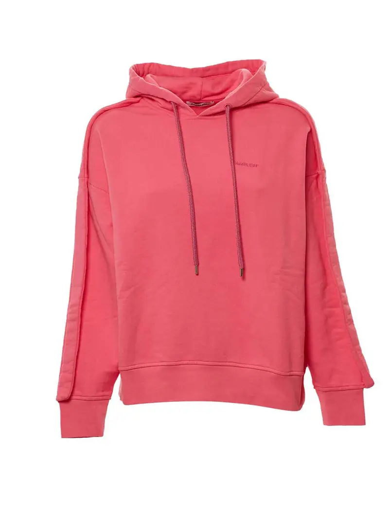 Felpa con cappuccio ricamo logo rosa