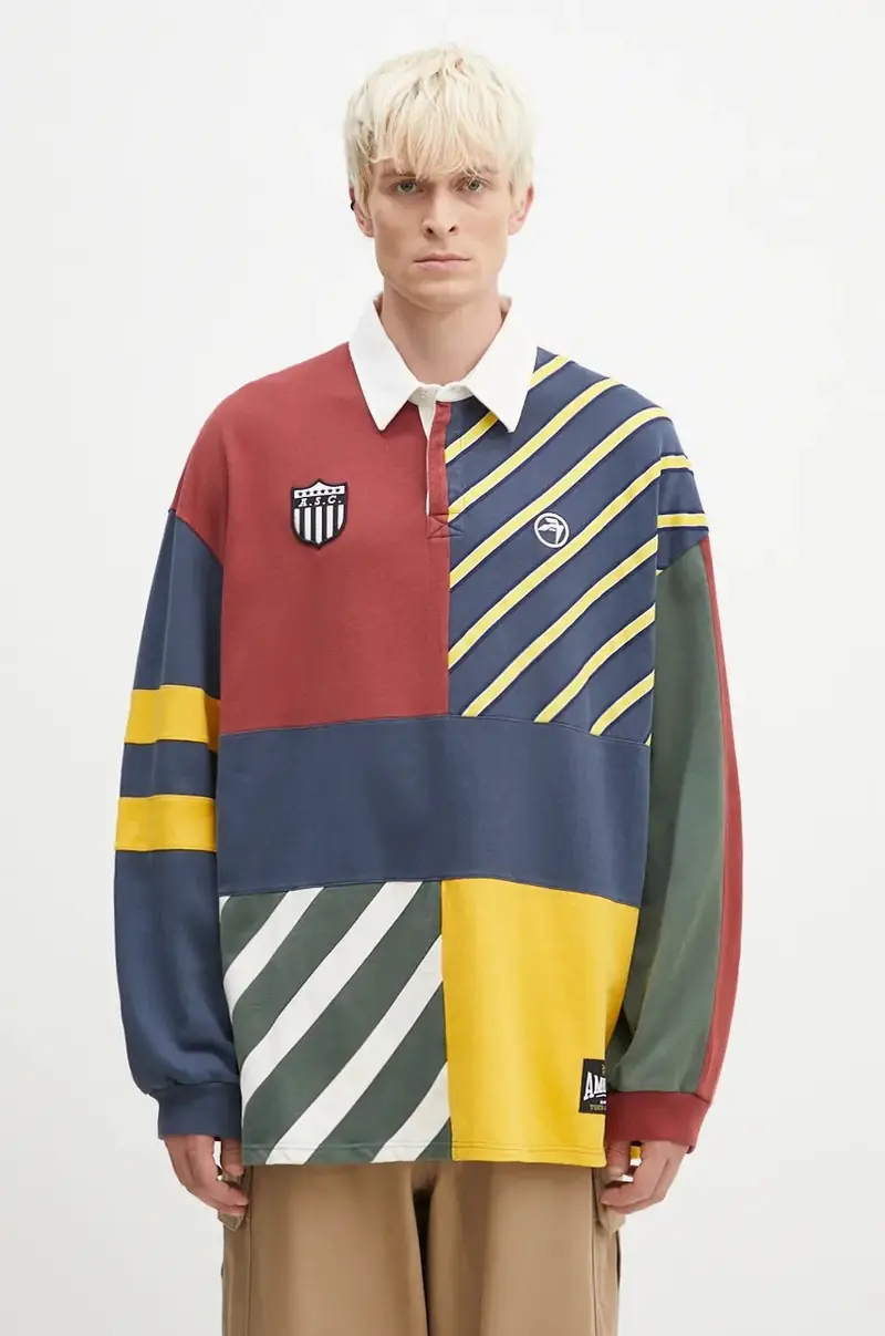 felpa in cotone Patchwork Rugby Shirt uomo con applicazione BMGC004F24JER0018484 Multicolore