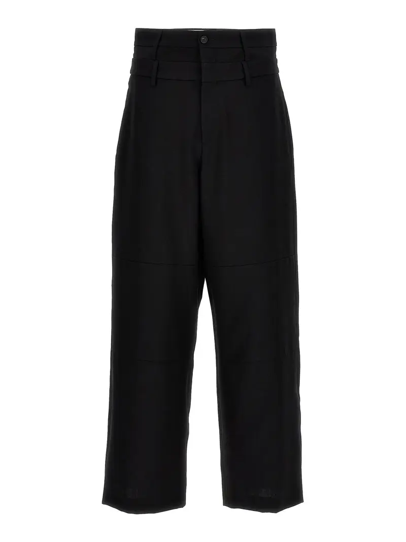 pantaloni con doppia cintura Nero