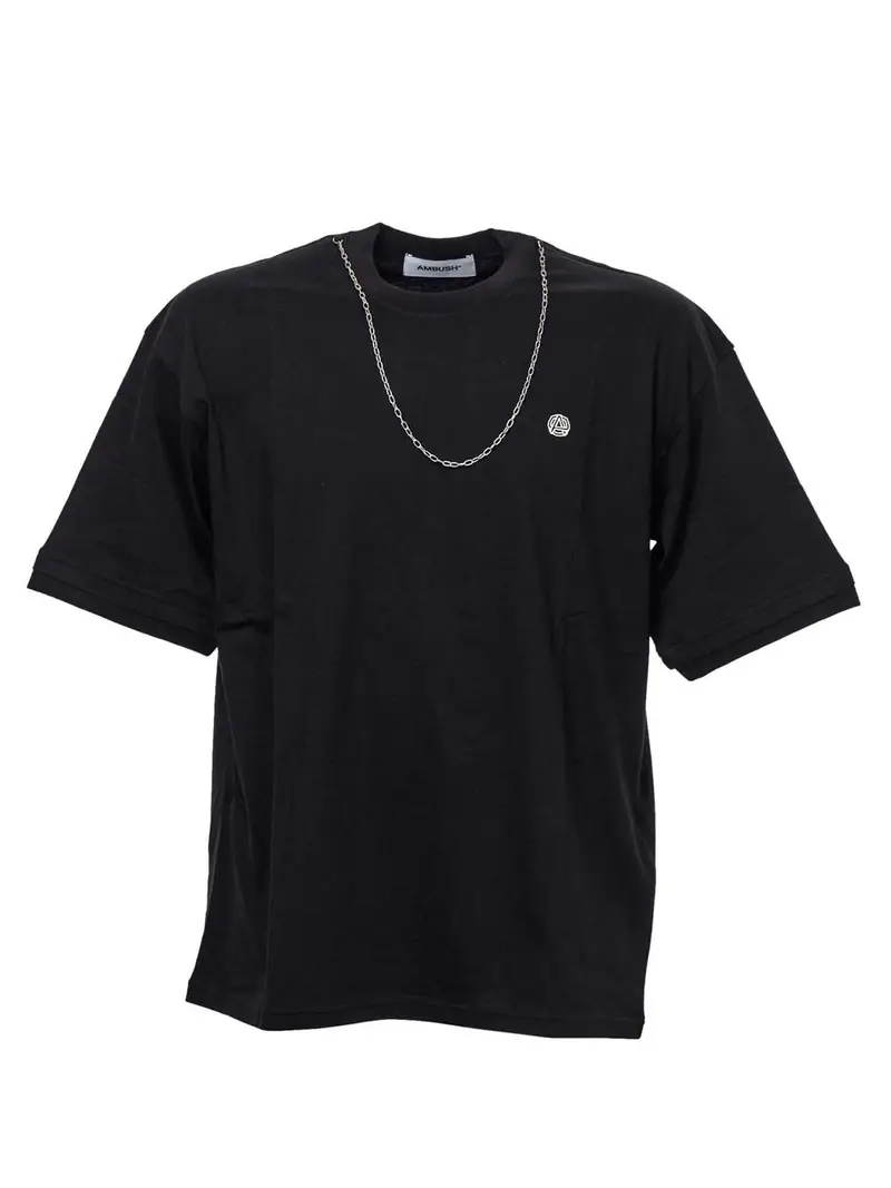 T-shirt Chain Collar nera Nero