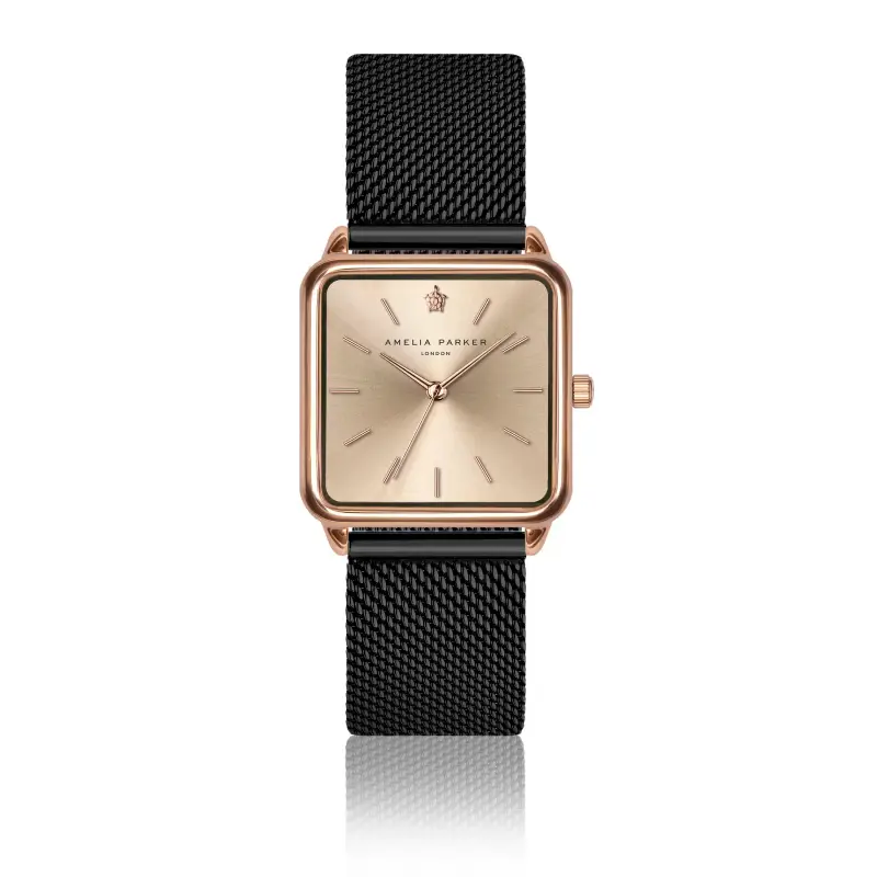 Orologio da donna Amelia Parker Gold Plaza Black Mesh
