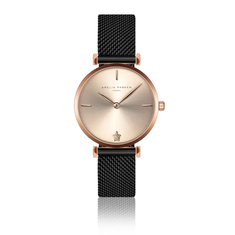 Orologio da donna Amelia Parker Gold Shore Black Mesh