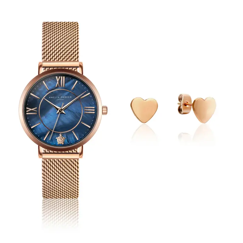 Orologio e orecchini da donna Amelia Parker Petite Blue