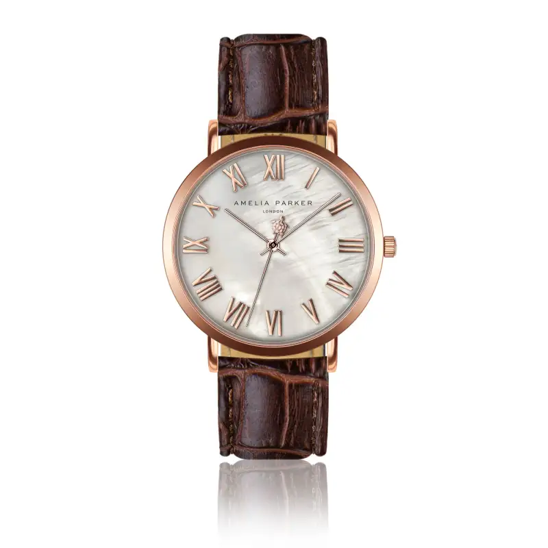 Orologio in pelle da donna Amelia Parker Classique Brown