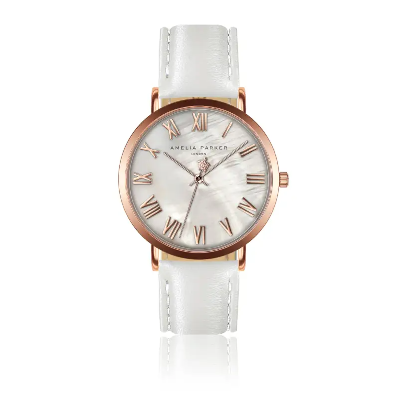 Orologio in pelle da donna Amelia Parker Classique White