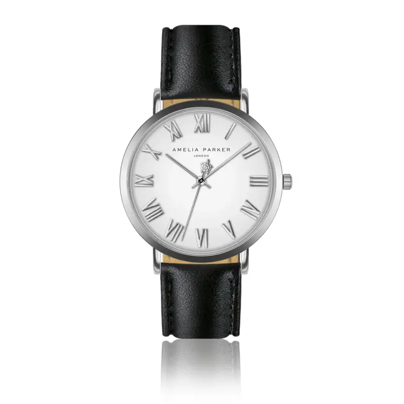 Orologio in pelle da donna Amelia Parker Grand Blanc Black