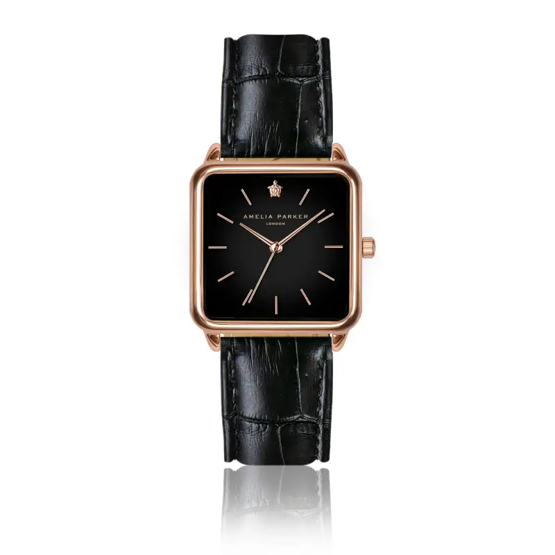 Orologio in pelle da donna Amelia Parker Night Plaza Black