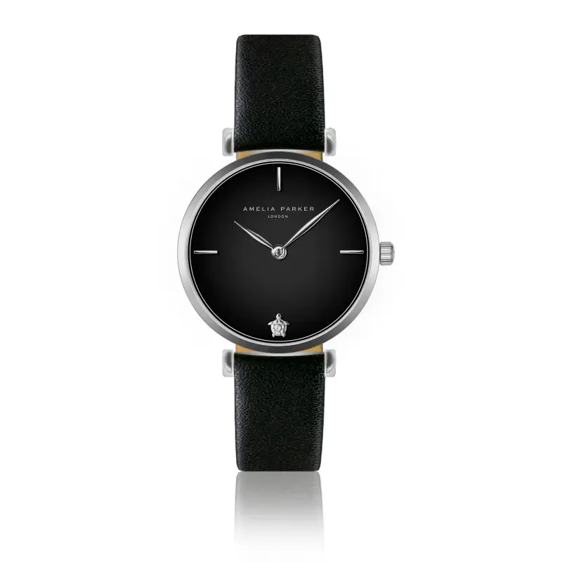 Orologio in pelle da donna Amelia Parker Night Shore Black