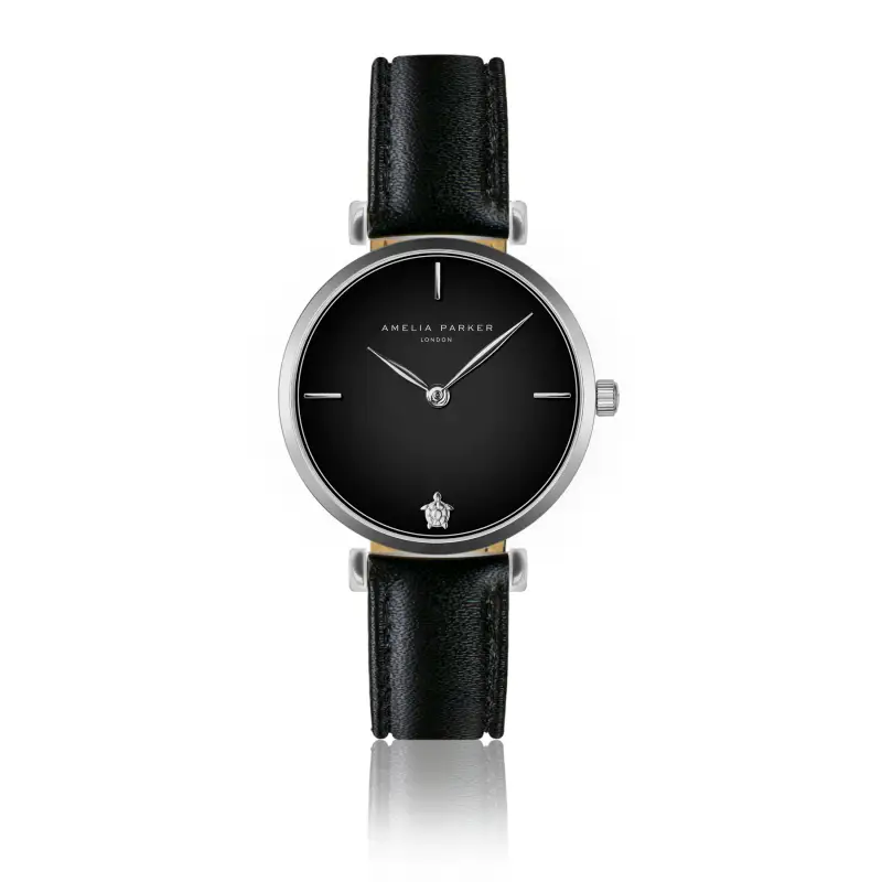 Orologio in pelle da donna Amelia Parker Night Shore Black
