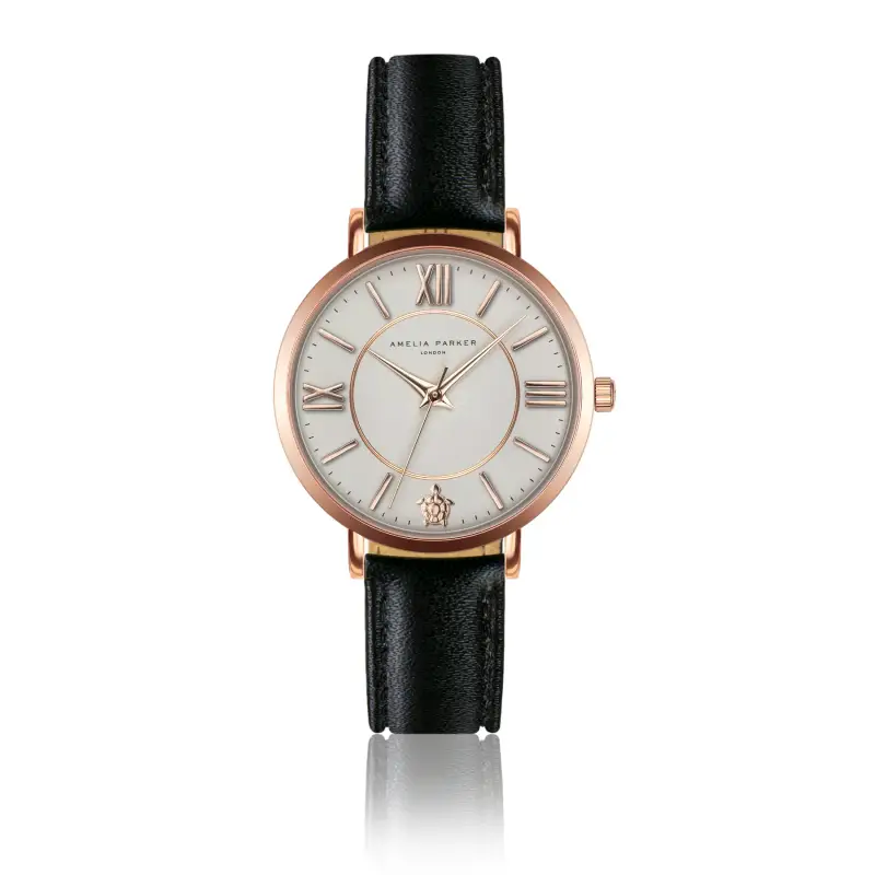 Orologio in pelle da donna Amelia Parker Petite Classique Black