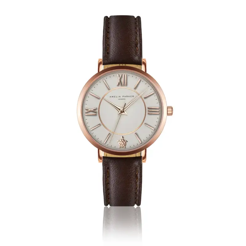 Orologio in pelle da donna Amelia Parker Petite Classique Brown