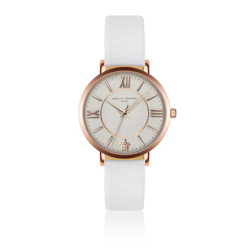 Orologio in pelle da donna Amelia Parker Petite Classique White